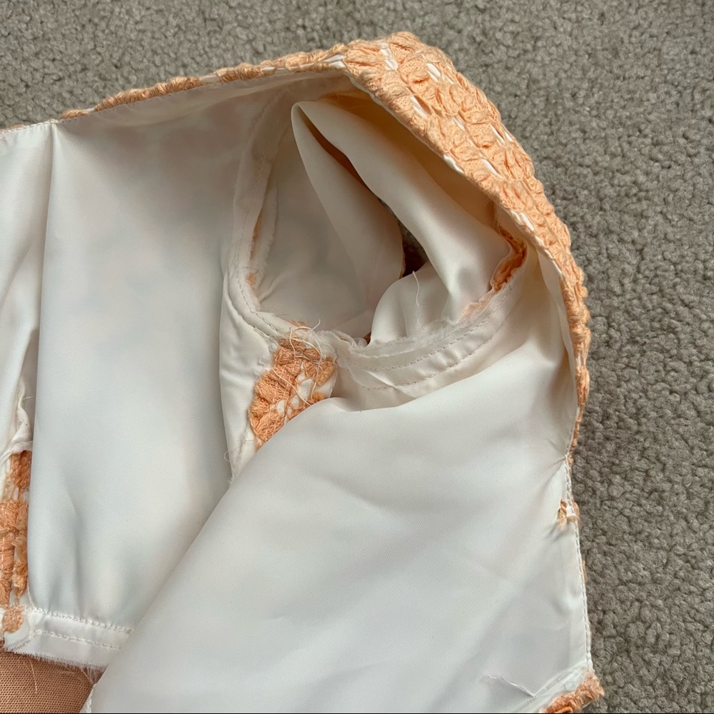 Vintage 60s Short Sleeve Peach Chiffon Empire Waist Maxi Sheath Dress ILGWU - Picture 8 of 11